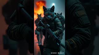 "Elite feline special forces team breaching a high-tech facility at night#ai #views #viral