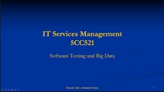 ITSM Week 3 Big Data and Testing