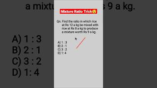 Allegation and Mixture Ratio Trick 🔥😱 // #shorts