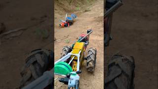 Mini DIY Tractor Pulls Overturned Tractor During Plowing | Rescue Action | #shorts#youtubeshorts