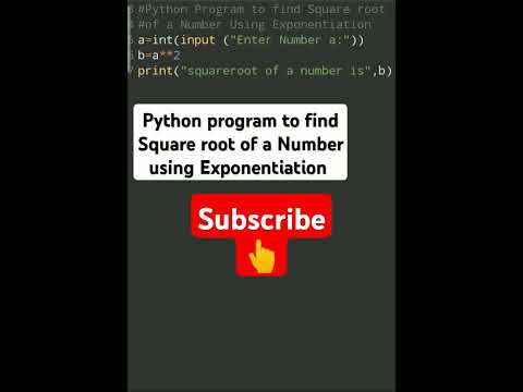 Python Program to find Square root of a Number Using Exponentiation #python #datascience #coding #yt