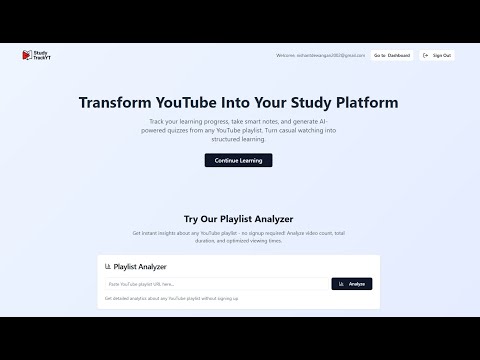 StudyTrackYT - Youtube Playlist Progress Tracker | Track and Share your learning progress with notes