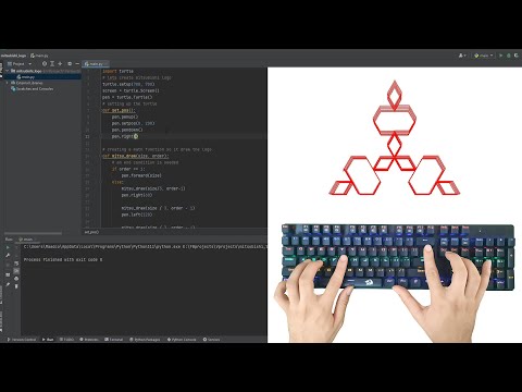 ASMR Programming - Mitsubishi Logo with Python Turtle - No Talking
