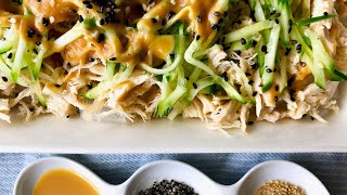柚子醋麻醬雞絲粉皮 （中英文字幕）Chicken and mung bean sheet salad with ponzu sesame dressing （English subtitles)