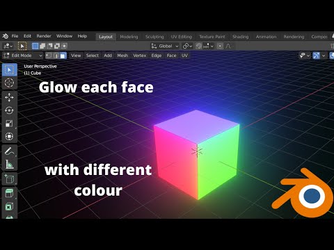 How to gloe each face of object with different colour in blender