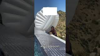 无边泳池掉落出去会发生什么事 #无边泳池 #玻璃泳池 #楼顶泳池