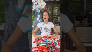 Evelyn made a GIANT chocolate bar with her Halloween Candy.