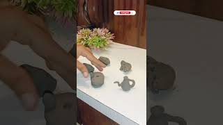 How to make mini cookware set with clay villagestyle mini kitchen set #clayart #creativeart #shorts