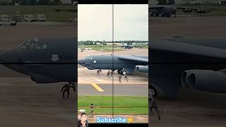 The mighty B-52 bomber is getting ready to roar down the runway #military #militarybomber #jet