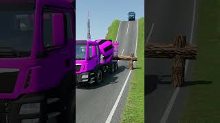 Colourful Cement Trucks vs Logs Trap - BeamNG.Drive #shorts #beamngdrive #truck