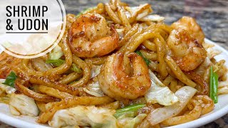Shrimp And Udon Stir Fry | Stir Fry Udon Noodles with Shrimp And Vegetables
