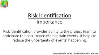 20   Risk Identification   Understanding Project Management in 90 Minutes