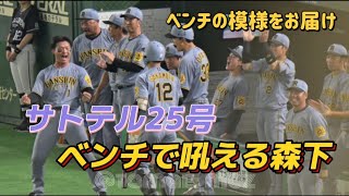 佐藤輝明25号ホームランで大盛りあがりのベンチの模様