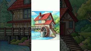 How to draw beautiful village house scenery drawing 🏡 #house #drawing #art