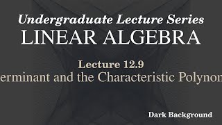 Linear Algebra Lecture 12.9 Determinant and the Characteristic Polynomial