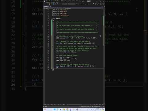 std::remove, std::remove_if C++ algorithms, simple usage example. #shorts #cplusplus #cpp #stl