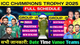 Icc champions trophy 2025 schedule|Icc champions trophy 2025|Champions trophy 2025 schedule|indvspak