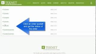 Track your PCB order status at E-TekNet2