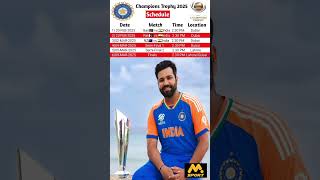 Champions trophy 2025 India schedule  india champions trophy schedule 2025 #Shorts #bgt #rohitsharma