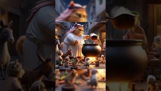 chubby orange cat cooks a huge suhoor meal🐱💯 for poor animals in ramadhan #ai #funny