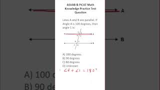 ASVAB/PiCAT Math Knowledge Practice Test Q: Supplementary Angles #acetheasvab  w/ #grammarhero #afqt