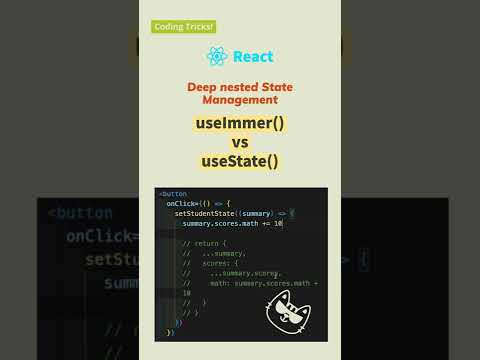 [react] deep state management with immer.js: useState() vs useImmer() #shorts