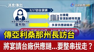 傳亞利桑那州長訪台 將宴請台廠供應鏈...要整串拔走？