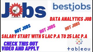 Data Analytics #Hiring  |  #Tableau #MISJOBS | #Jobs| Salary 20 Lac| Check this video & Apply