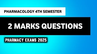 Pharmacology B Pharm 4th Semester 2 Marks Important Questions | Imperfect Pharmacy