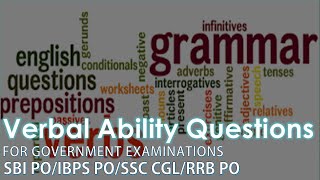 English section for SBI PO/IBPS PO/SSC CGL/RRB PO. Model questions with special approach for exams