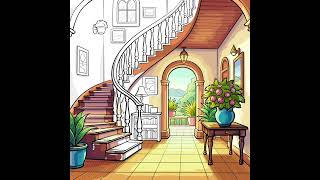 elegant foyer featuring a grand spiral staircase #homecolor #art
