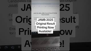 JAMB 2025 Original Result Printing Now Available!  #jamb #jamb2025 #dtwtutorials