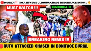BREAKING!😡Muuaji! Gunshots! RUTO Blocked CHASED in BONIFACE Kariuki BURIAL🔥Murang'a By ANGRY Kikuyus