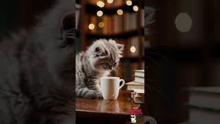 Books. Coffee. Beats. And a Purring Brain. #BooksAndCoffee #StudyLoFi #LibraryCat #MeowReads