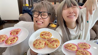 [Big eater] Kyun♡ I'm going to make a Valentine's chocolate cake with Maataso and eat it all up☆