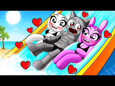 FALL IN LOVE At A WATERPARK with WENDA and PINKI in Roblox! | Berry Sprunki
