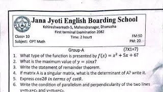 Opt.Math SEE Question 2082,1st Term Exam 2082, Dhanusha