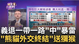 存在巨大貿易逆差!賺錢都中國!義大利退出一帶一路! 貿易逆差逾七千億!加入快四年!義大利進出口都衰退!│陳斐娟 主持│20231210｜關我什麼事 feat.朱岳中