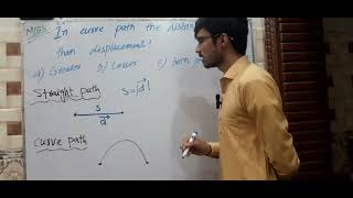In curve path the Distance is ... than Displacement? #physicsonline #physicslecture #mcqstestmaster