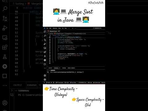 🚀 Merge Sort in Java | Time Complexity O(n log n) | Sorting Algorithm