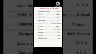 Major Plateau of the World # Viral # ytshorts