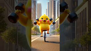 The little duck used a dumbbell to help the little boy develop a fitness habit.#duck #shorts #cute