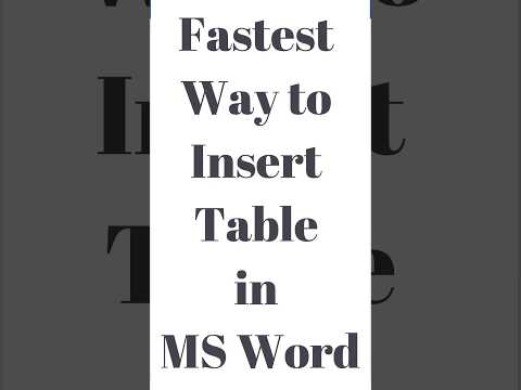 Fastest Way to Insert Table in MS Word #shorts #words #msoffice #shortsfeed #youtubeshorts #ytshorts