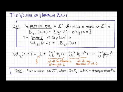 Lecture 1 Video 3: The Hamming Bound