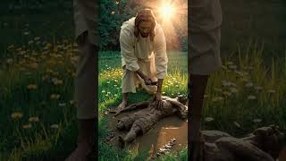 Jesus lifts chosen breath into quiet glory