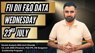 FII DII F&O DATA || Nifty Banknifty Finnifty Prediction for Wednesday Tomorrow 23rd July 2025