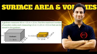 A godown measures 40 m × 25 m × 15 m. Find the maximum number of wooden crates each measuring