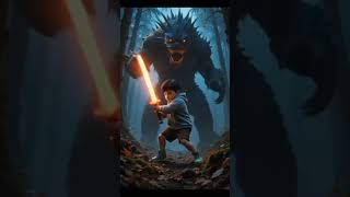 cute baby boy fighting with Monster👹#aifunnyshorts #aifun#monster#aivideo #cartoons#aishort#aifun