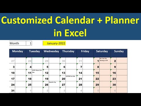 Customized Calendar + Planner in Excel (Very useful)
