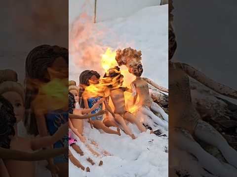 Massive Unwanted Barbie Collection Meltdown 🔥 #shorts #barbie #dolls #fire